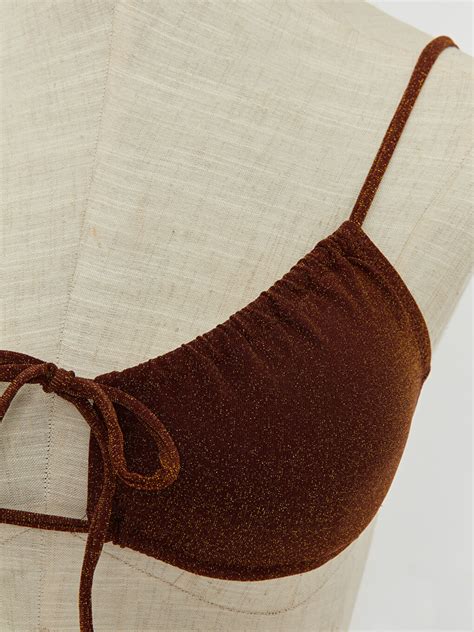 KAHVERENGİ Simli Bağlama Detaylı Kadın Bikini Üst S49990Z8 VKH LCW