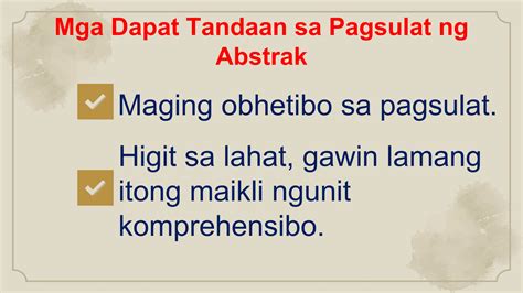 Pagsulat Ng Abstrakmga Hakbang Katangian At Elemento Ppt