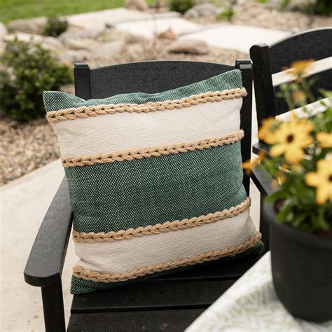 Cindy 20" Indoor Outdoor Green Striped Pillow | Foreside Home & Garden ...