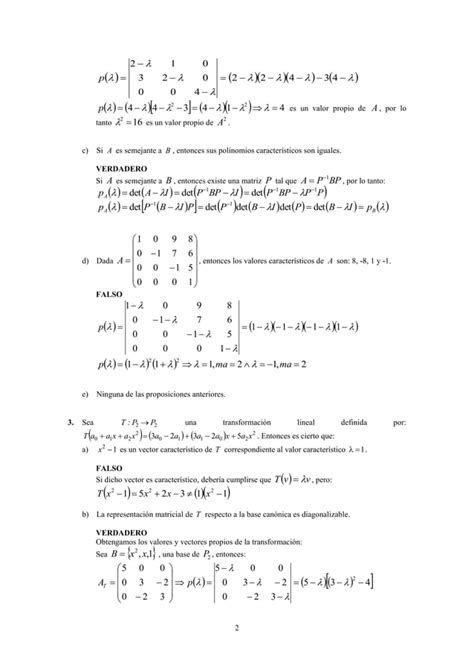 Ejercicios Resueltos Valores Y Vectores Propios Diagonaliz