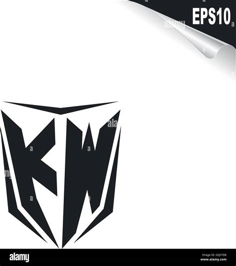 Diseño inicial del logotipo de KW con el estilo de escudo marca