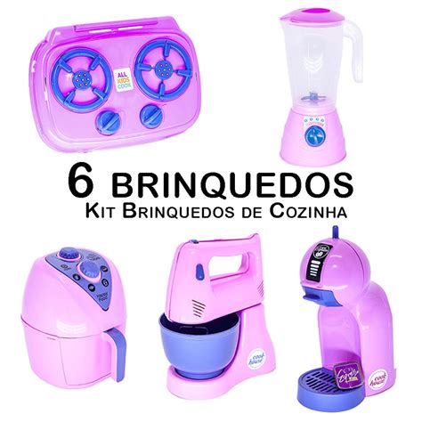 Cozinha Infantil Eletro Air Fryer Fogão Batedeira Café 6pç no Shoptime