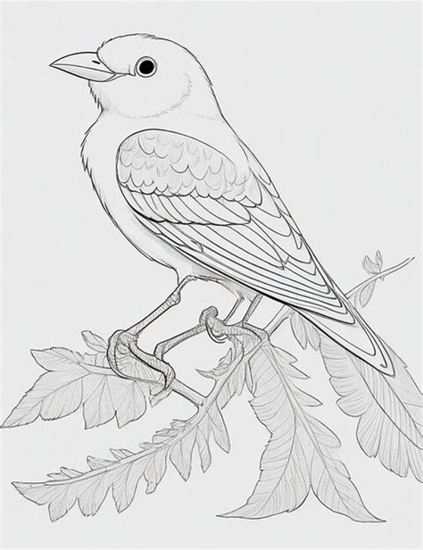 Lindo Pájaro Para Colorear Página Para Niños Foto Premium