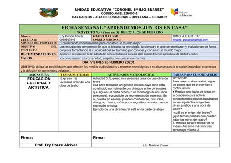 9NO EDU Fisica PROY 4 Semana 4 UNIDAD EDUCATIVA CORONEL EMILIO