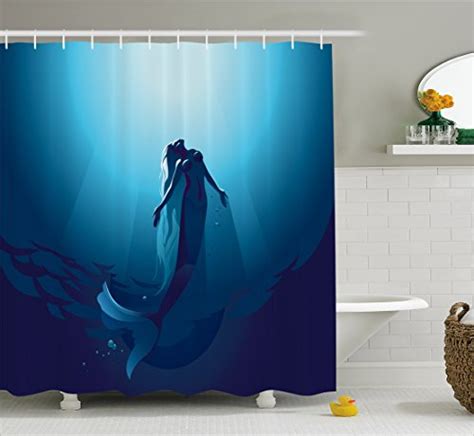 Blue Mermaid Shower Curtain By Ambesonne Mermaid Bathroom Decor Mermaid Curtains Mermaid