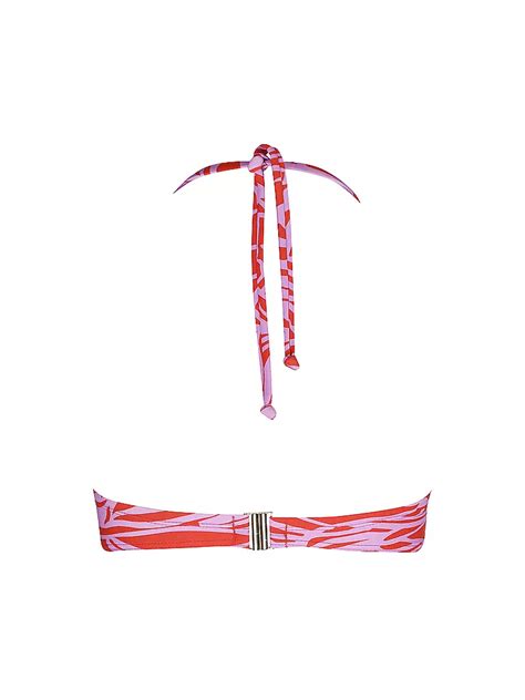 HOT STUFF Damen Bikinioberteil Bandeau Print Rot