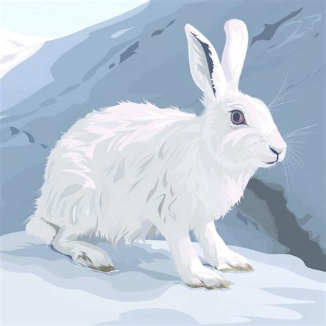 White Arctic Hare In Snowy Mountain Environment Premium Ai Generated