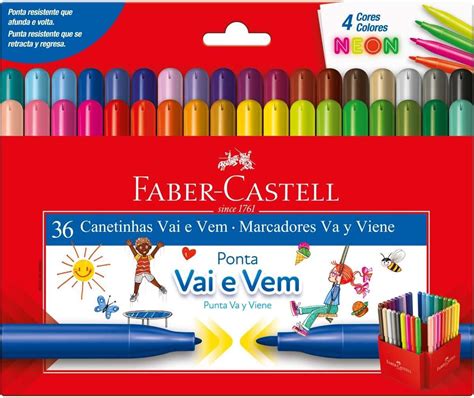Canetinha Vai E Vem Faber Castell - Canetinha Hidrográfica, Faber-Castell, 15.0136VVZF, Vai E Vem, 36 Cores ...