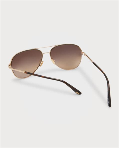 Tom Ford Clark Metal Aviator Sunglasses Pinkgold Neiman Marcus