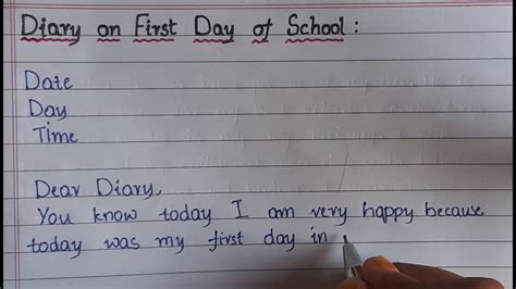 Diary Entry On First Day Of School ||Essential Essay Writing ||Diary Entry in English - YouTube