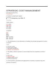 Strategic Cost Management Exam Docx Strategic Cost Management Midterm