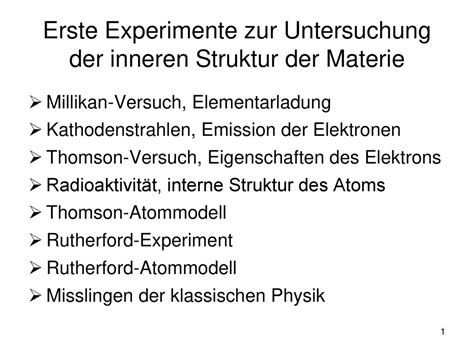 Erste Experimente Zur Untersuchung Der Inneren Struktur Der Materie