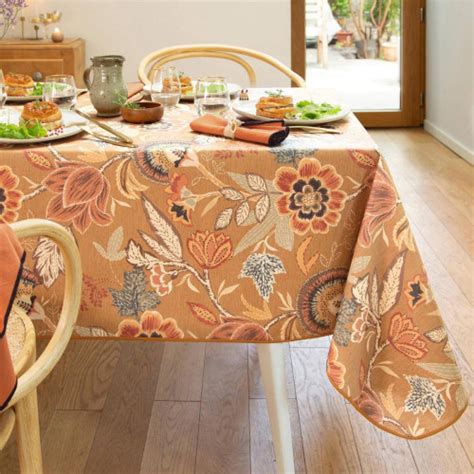 Nappe Rectangulaire En Coton Et Antitache Bromelia Marron Havane