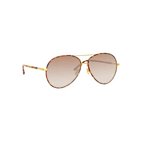 Linda Farrow Diabolo C2 Aviator Sunglasses In Yellow Gold And