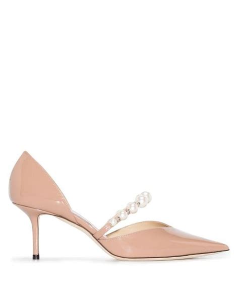 Jimmy Choo Leather Aurelie Mm Pearl Embellished Pumps In Pink Lyst Uk