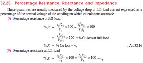 Transformer Percentage Resistance Reactance Impedence