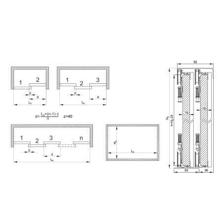 Kit pour 1 porte de placard supplémentaire SLID UP 230 19 mm bronze