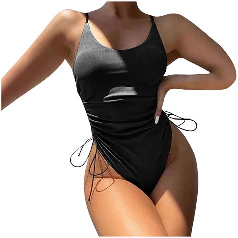 Wreesh Womens One Piece Swimsuit Solid Color Swim Suits New Fashion