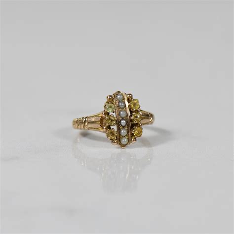 Yellow Stone and Seed Pearl Victorian Ring For Sale at 1stDibs ...