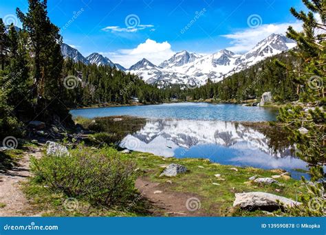 Little Lakes Valley Hiking Trail in the Eastern Sierra Nevada Mountains. Beautiful Alpine Pond ...