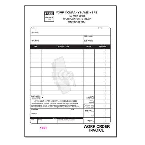 Locksmith Invoice Template Free Invoice Example