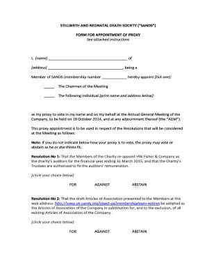 Fillable Online Uk Sands Form For Appointment Of Proxy See Attached