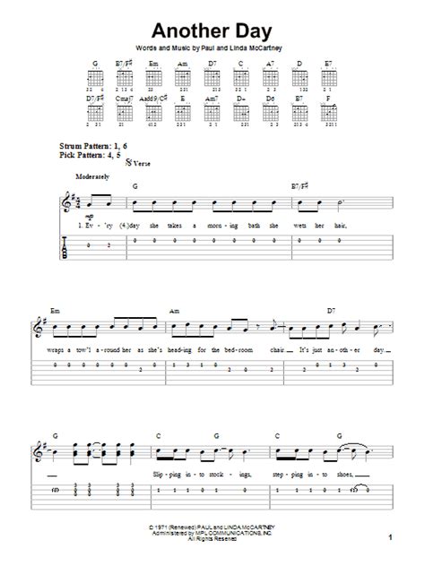 Another Day By Paul Mccartney Easy Guitar Tab Guitar Instructor