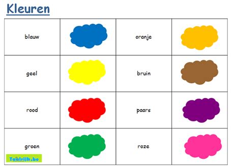 Tekst En Beeldkaartjes Thema Kleuren Kleuren Oefenen Met Anderstalige