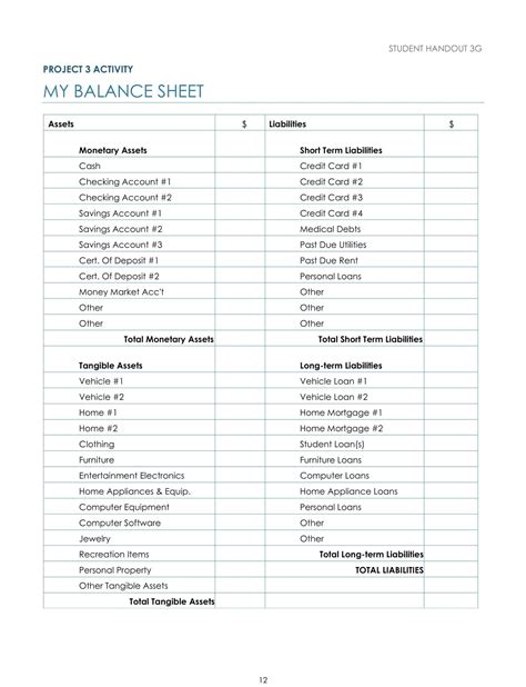 Free Printable Personal Balance Sheet Templates Word Pdf Excel Examples