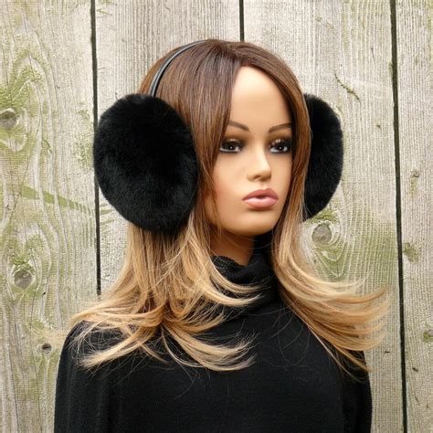 Black Earmuffs Faux Fur Earmuffs Ear Muffs Women Faux Fur Headband