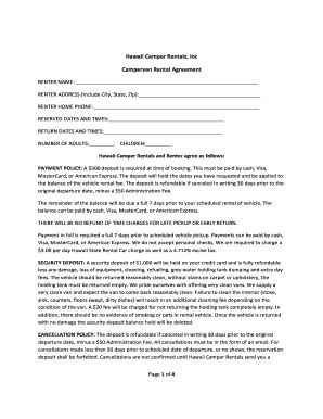 Fillable Online Hcr Rental Agreement Fax Email Print Pdffiller