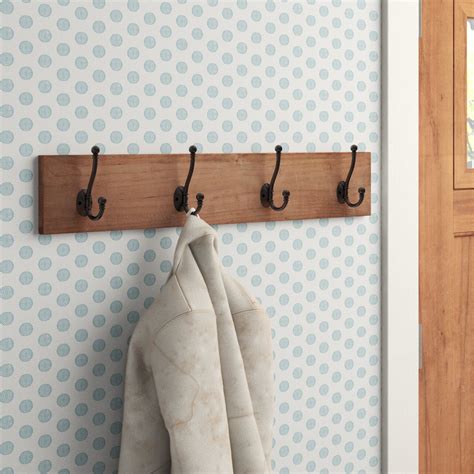 Three Posts™ Abbotsford Solid Wood 4 Hook Wall Mounted Coat Rack