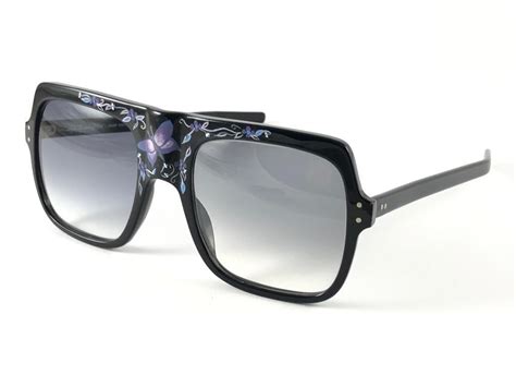 New Vintage Anglo American Mod 97 Black Handpainted Butterfly Sunglasses 1980 For Sale At 1stdibs