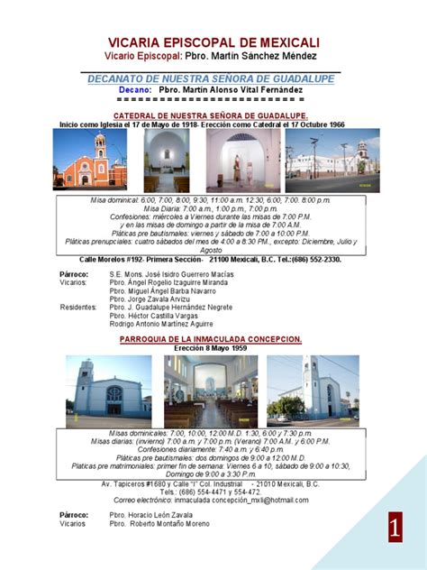 Rector A San Pedro Y San Pablo Di Cesis De Mexicali Horarios De