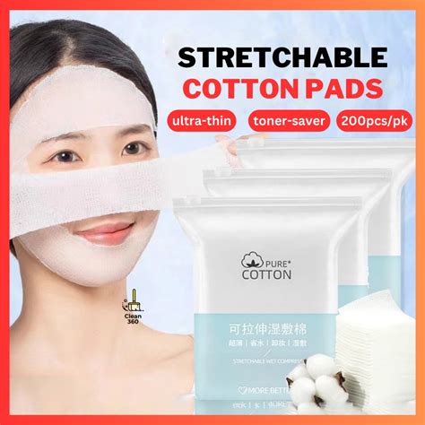 200pcs Stretchable Facial Cotton Pad Thin Cotton Pads Stretchable Kapas Muka木乃伊化妆棉可拉伸湿敷棉专用化妆棉