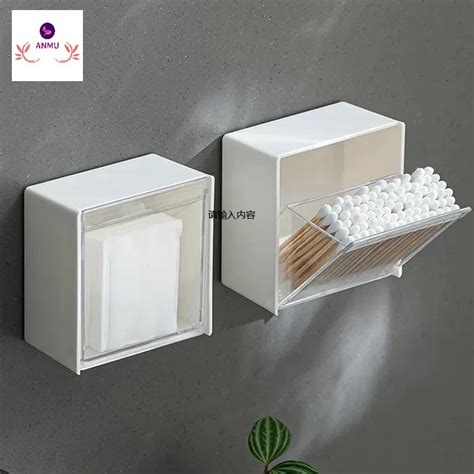 Plastic Wall Mounted Storage Boxes Dustproof Bathroom Organizer For