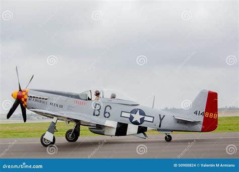 North American P 51D Mustang Aircraft Miss Helen Flying With Blue Sky