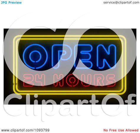 Clipart Neon Open 24 Hours Sign - Royalty Free CGI Illustration by ...