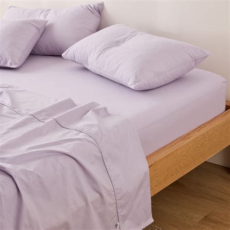 Leo Washed Cotton Lilac Bed Sheets Sheet Society