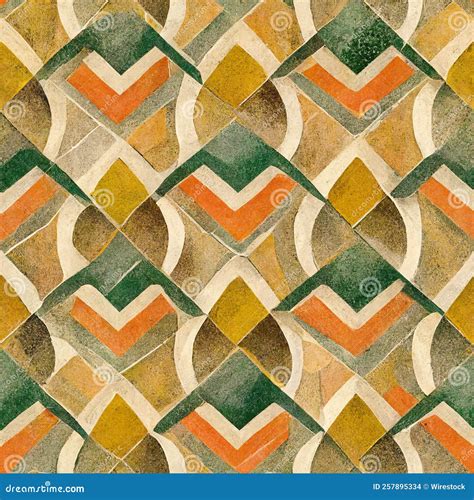 Seamless Art Deco Style Design Geometric Seamless Pattern Earthy Colors