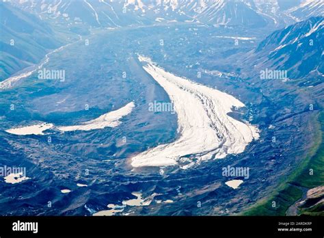 Glaciers In The Alaskan Range In Denali National Park Ak Stock Photo