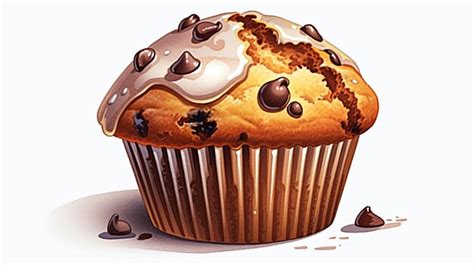 Un Muffin Aux Pépites De Chocolat Dessin Animé Détaillé Clip Art