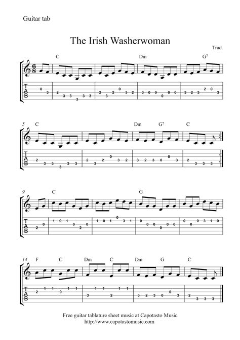 Free Guitar Tablature Sheet Music The Irish Washerwoman