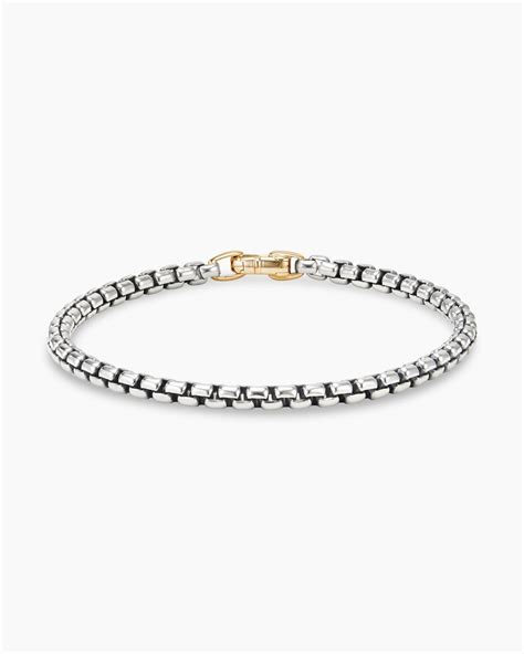 David Yurman Box Chain Bracelet In Sterling Silver With 14k Yellow Gold