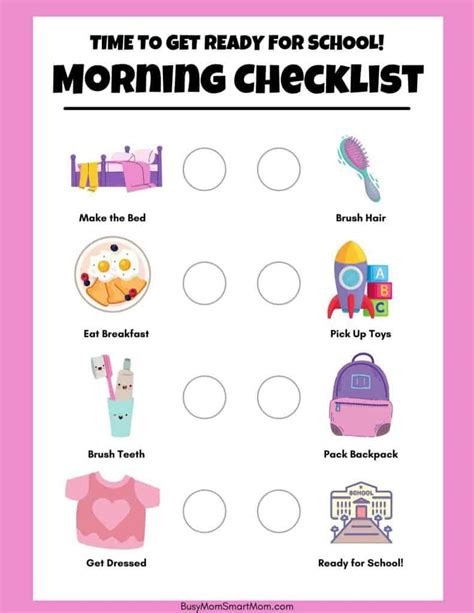 Morning Routine Checklist For Girls