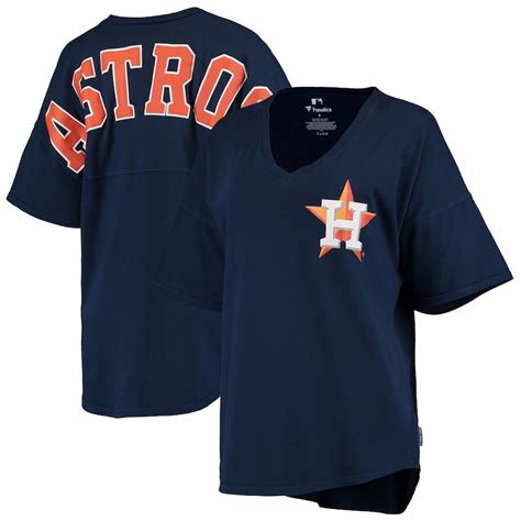 Womens Houston Astros Navy Oversized Spirit Jersey V Neck T Shirt