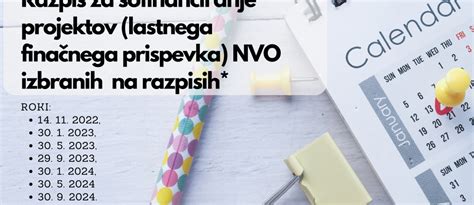 Javni Razpis Za Sofinanciranje Lastnega Finan Nega Prispevka Nvo Na