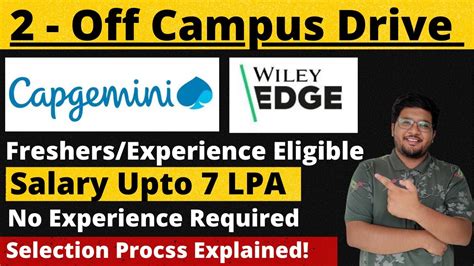 Capgemini Wiley Edge Off Campus Recruitment Freshers Experience