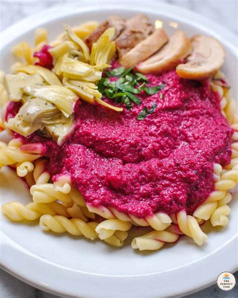 Mediterranean Creamy Beet Pasta Pink Pasta The Perfect Tide