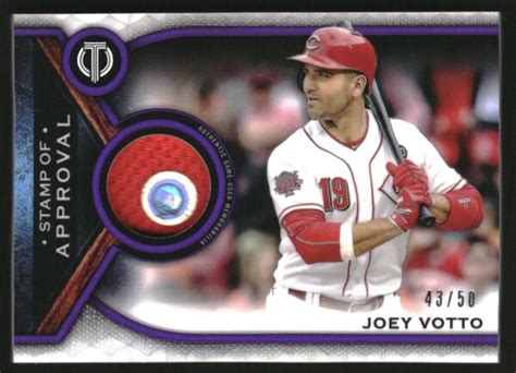 2021 Topps Tribute Stamp Of Approval Relics Purple SOA JV Joey Votto